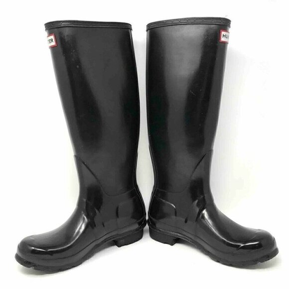 Hunter Originals Gloss Tall Rain Boots Black 5 - Picture 3 of 10
